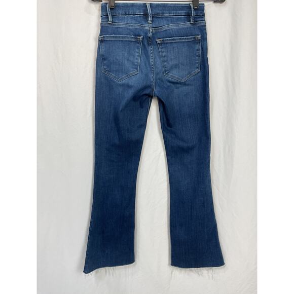 Frame 'Le' Blue Cotton Cropped Mini Mid Rise Bootcut Denim Jean Size 24 - Picture 3 of 5